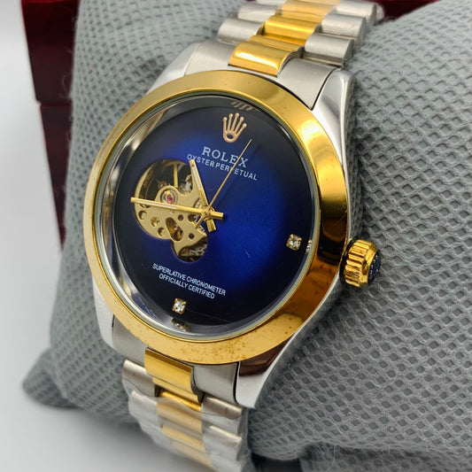 Rolx Blue Twotone Watch