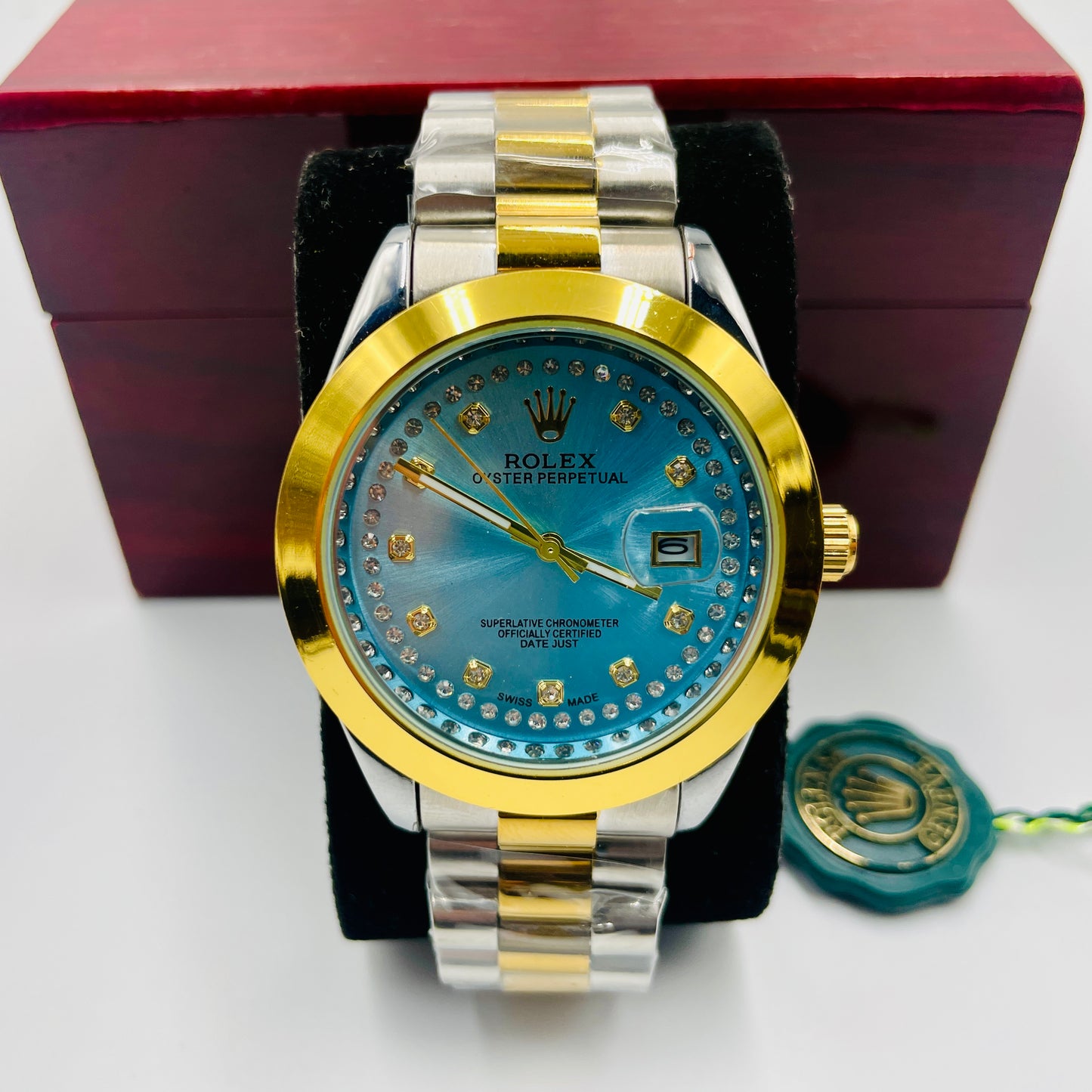 Oyster Datejust Twotone SkyBlue Stones Datejust Watch