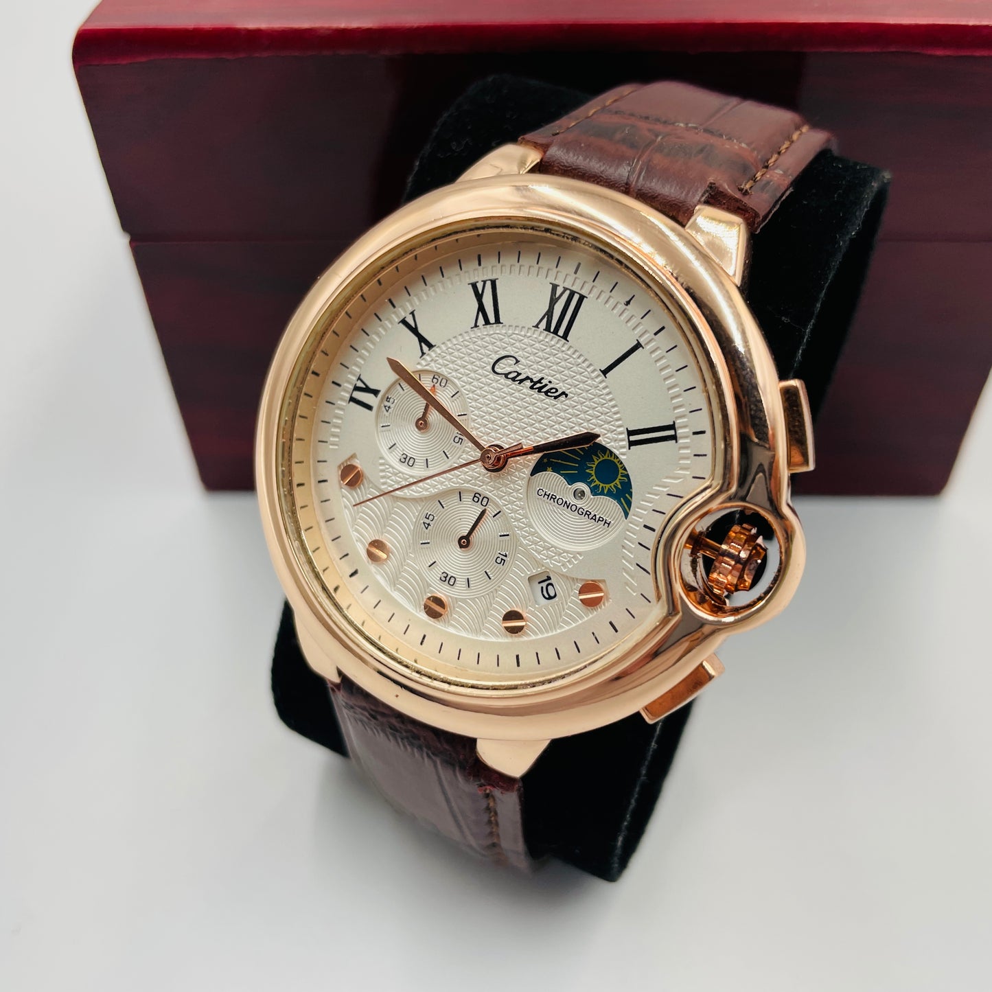 SunMoon Chronograph Working leather strap Watch