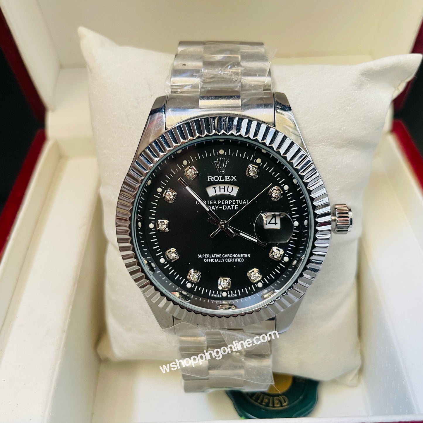 Silver Black Daydate Watch