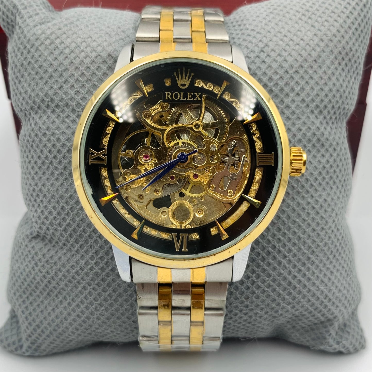 Rolx Skeleton Black Twotone Watch