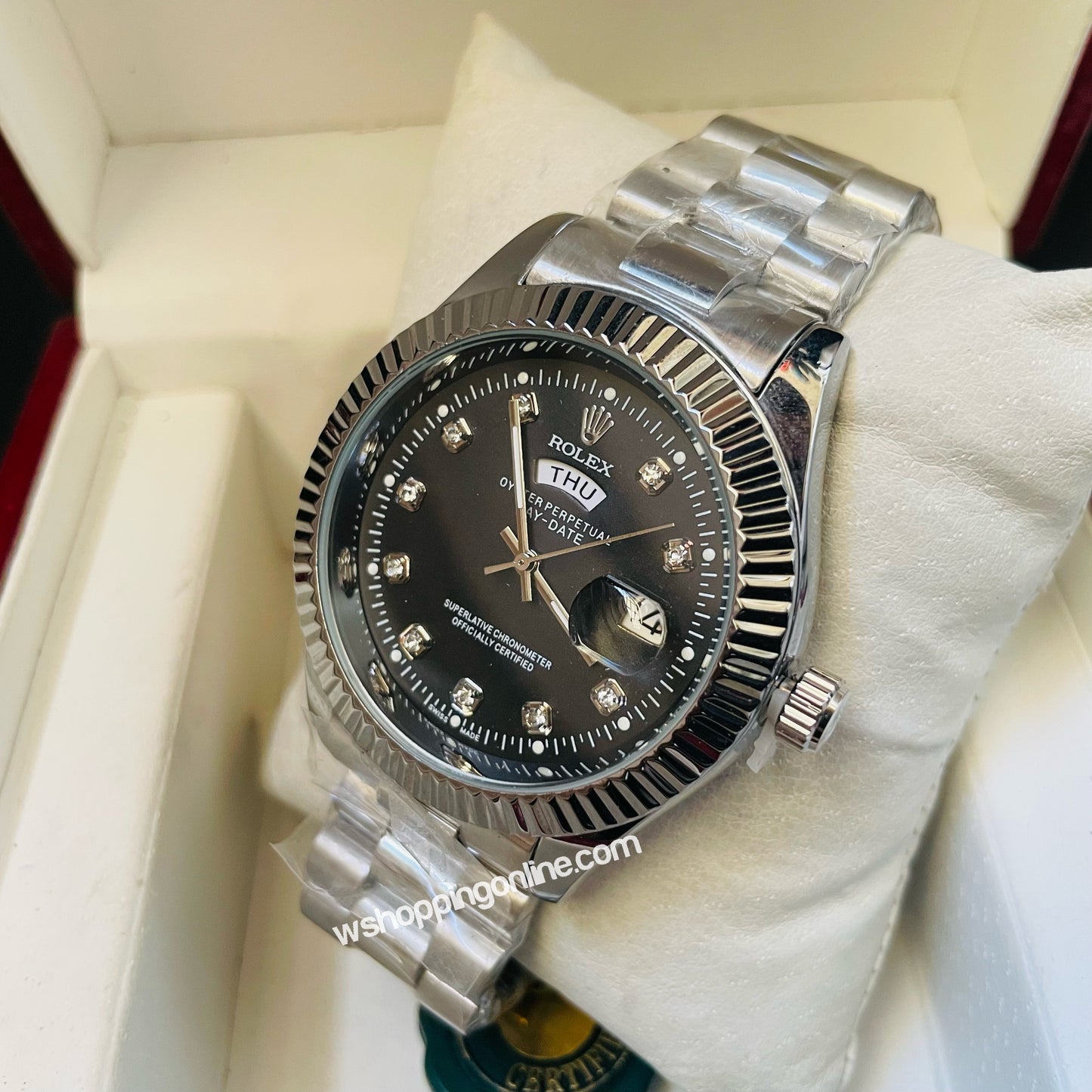 Silver Black Daydate Watch