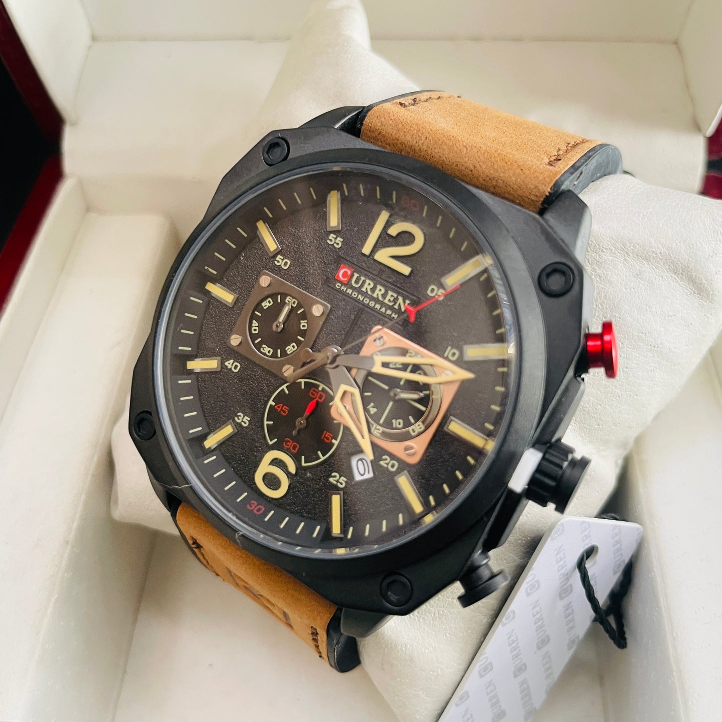 Curren Chronograph Brown Leather Watch