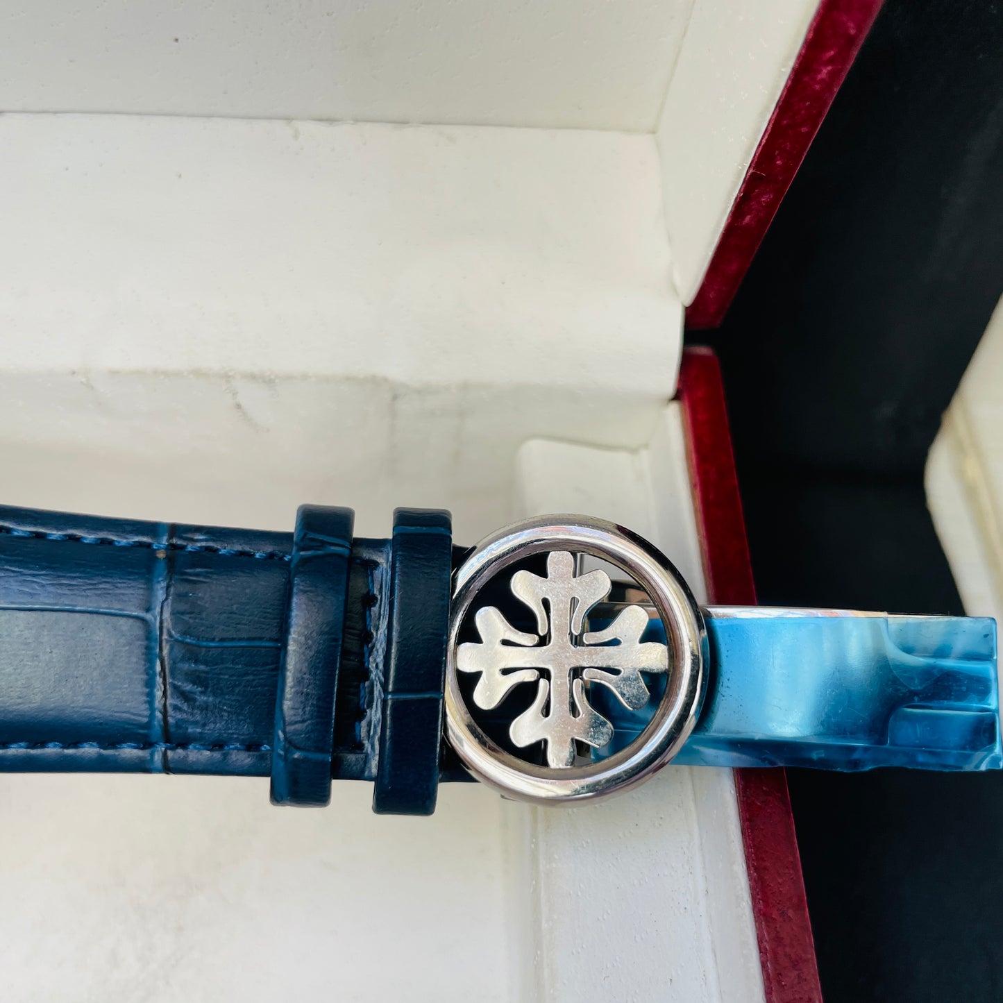 Patek Blue Golden Leather Watch