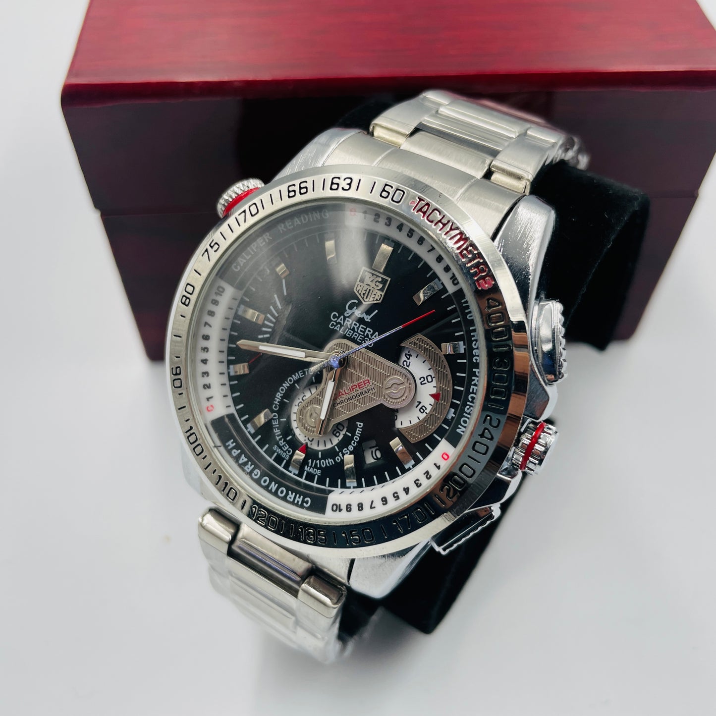 Tag Grand Carrera Calibre 36 Silver Black Chronograph Working Watch