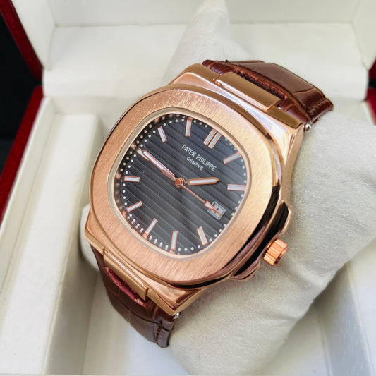 Patek Brown Copper Leather Watch