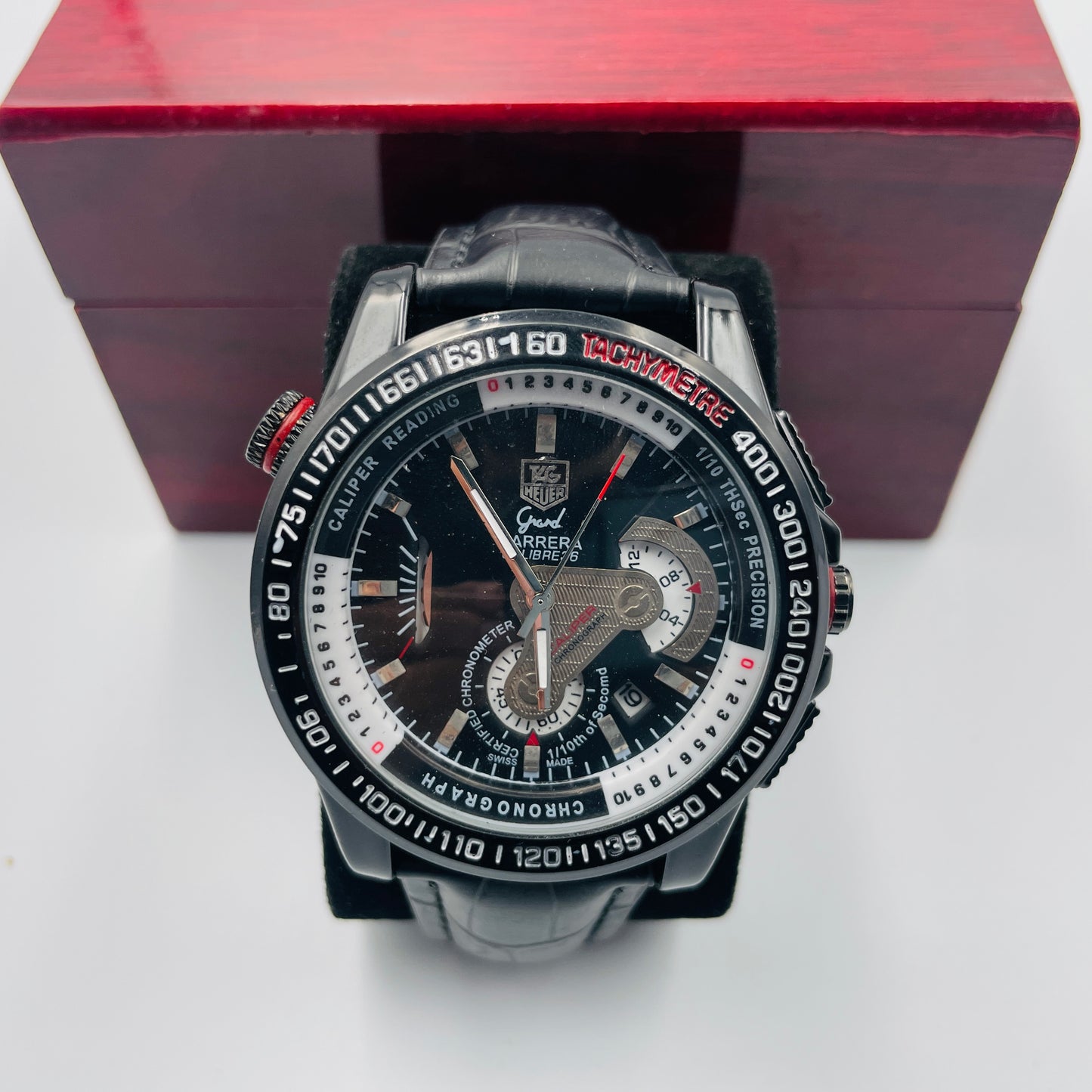 Tag Grand Carrera Black Strap Chronograph Working Watch