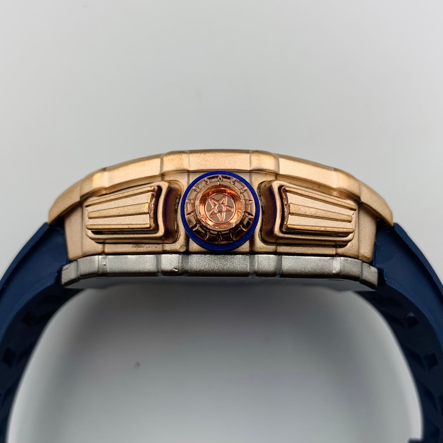 Richard Mille Blue Strap Golden Dail Watch