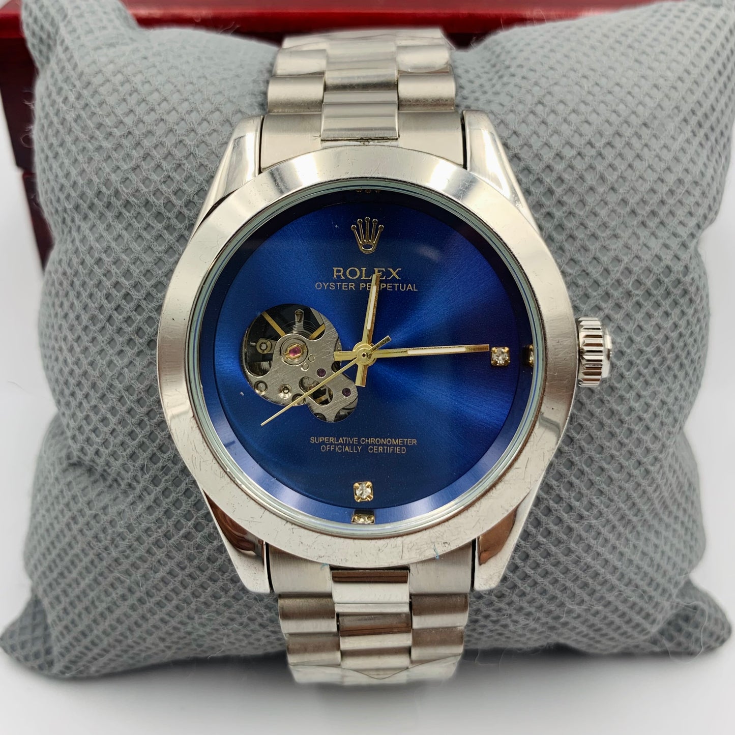 Rolx Silver Blue Watch