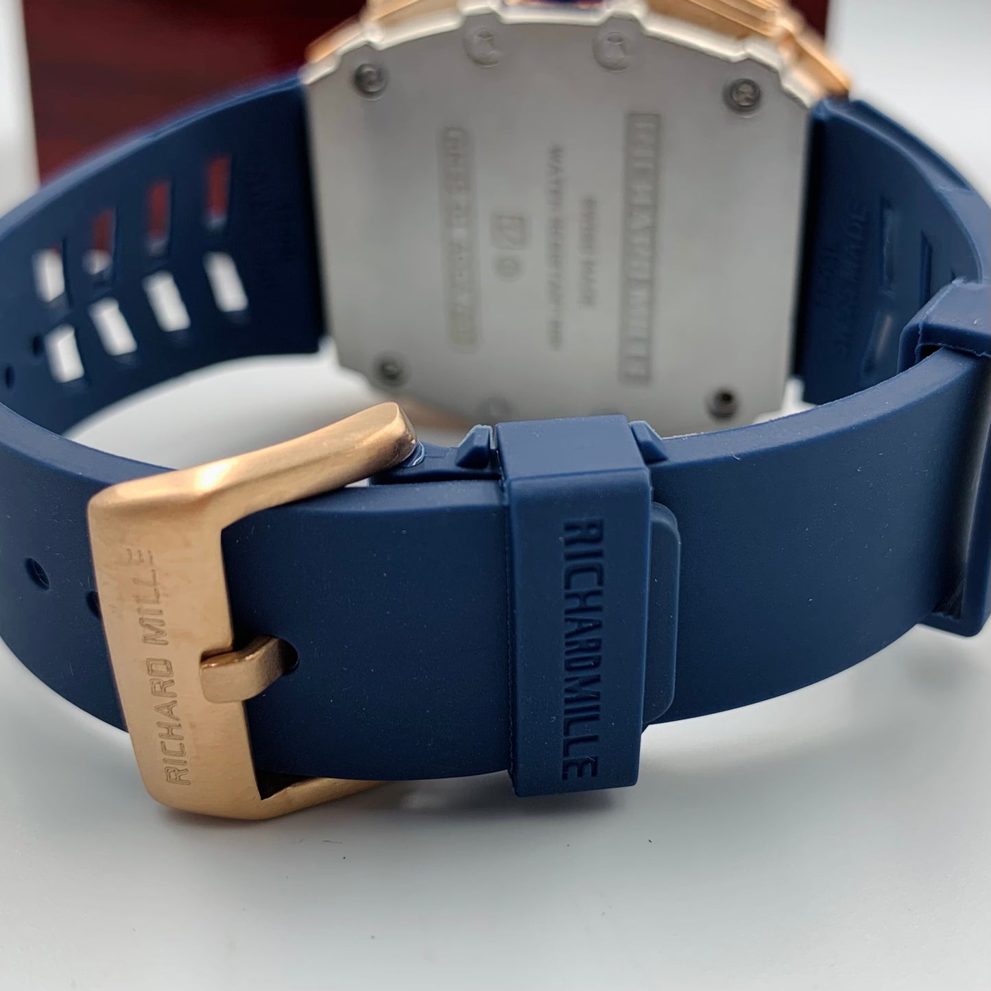 Richard Mille Blue Strap Golden Dail Watch