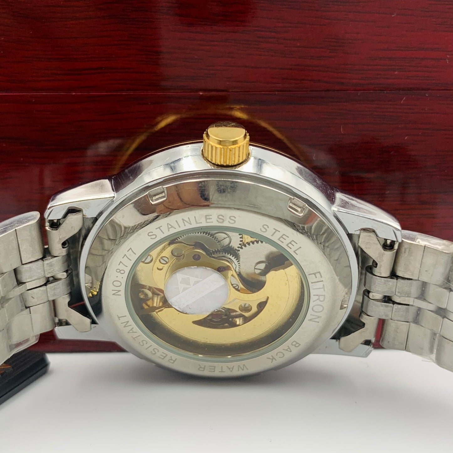 Rolx Twotone White Automatic Skeleton Watch