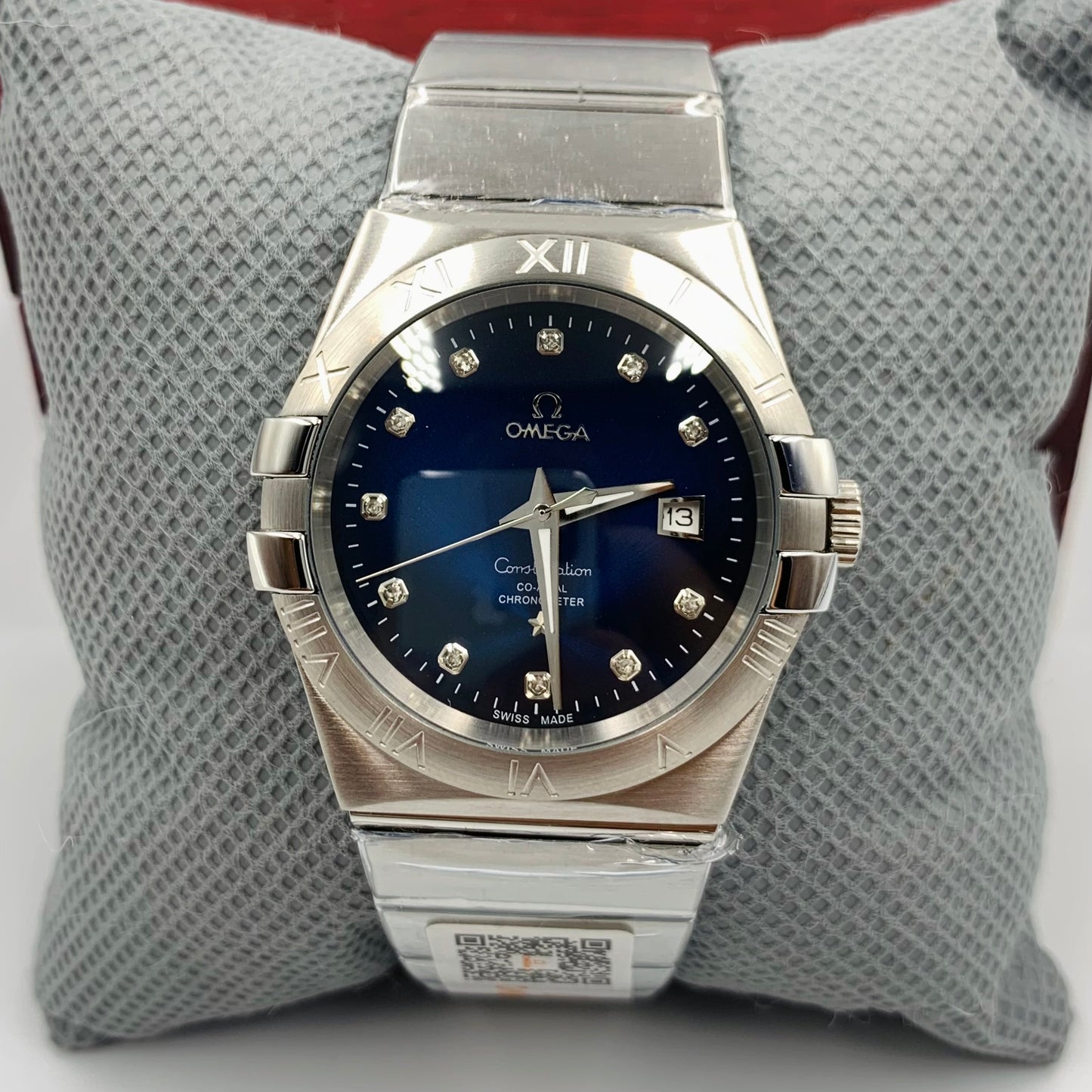 Omega Constellation Blue Dail Silver Chain Watch