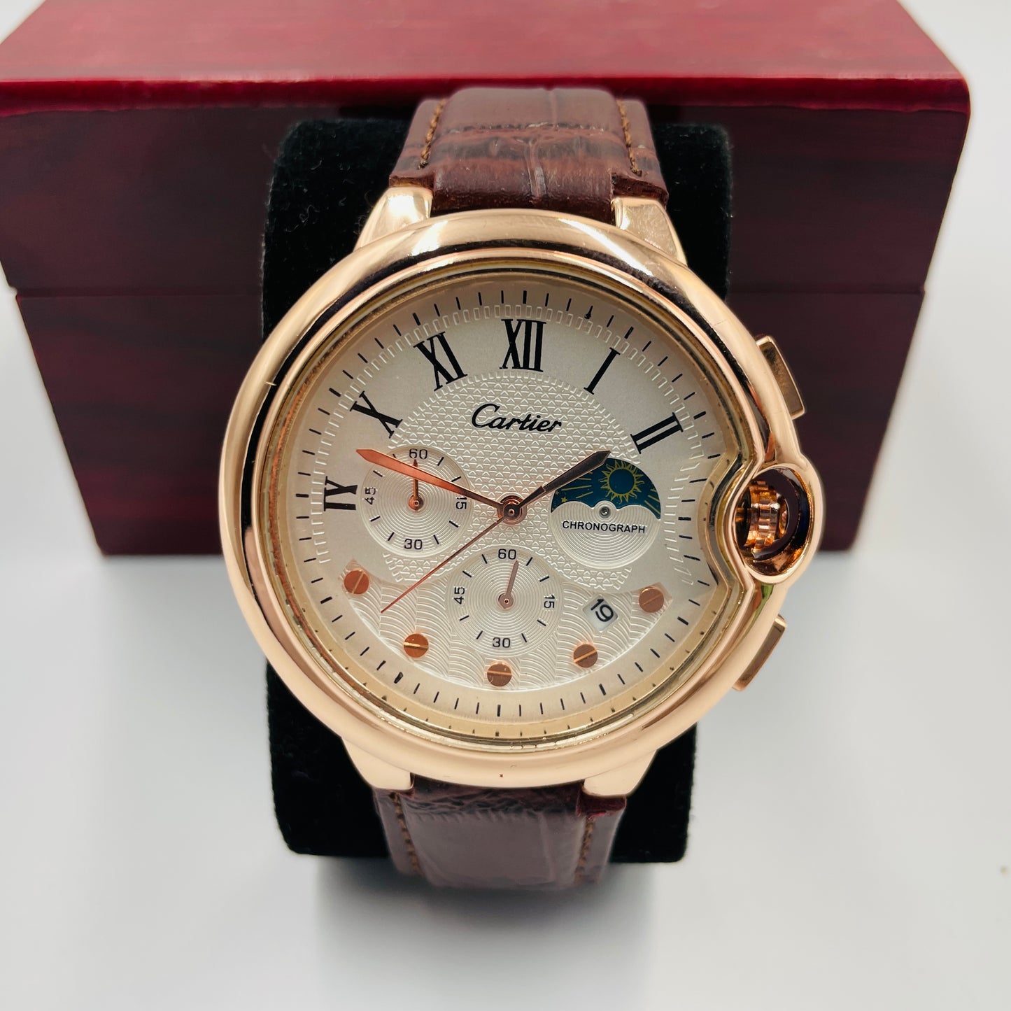 SunMoon Chronograph Working leather strap Watch