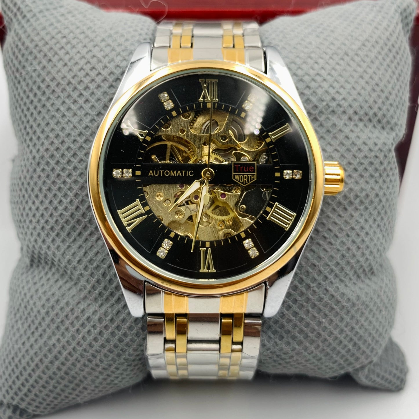 Rolx Black Dail Automatic Skeleton Watch