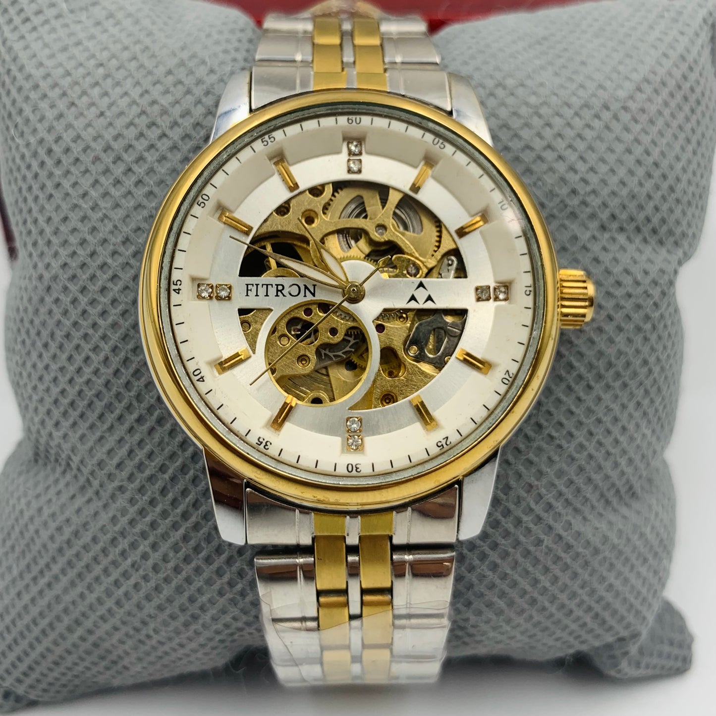 Rolx Twotone White Automatic Skeleton Watch