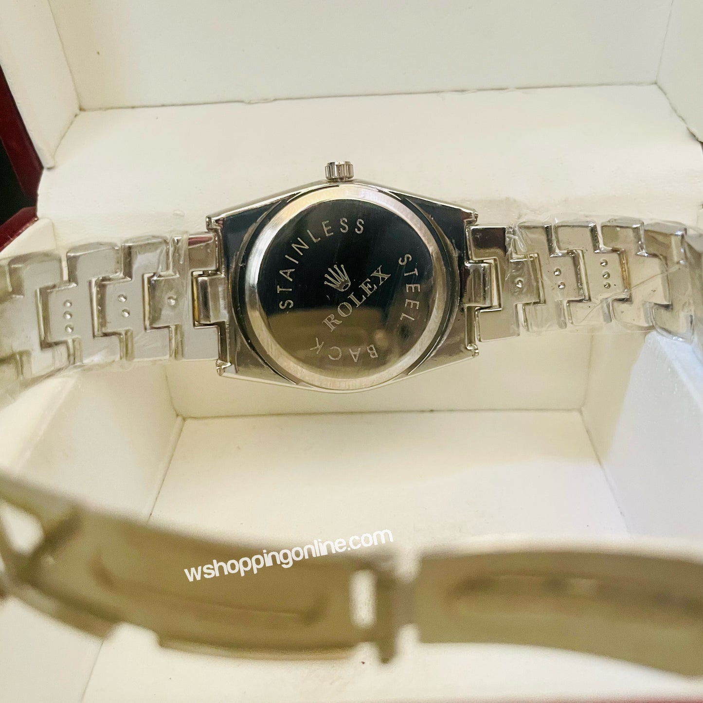 Twotone Golden Silver Dial Stones Ladies Watch