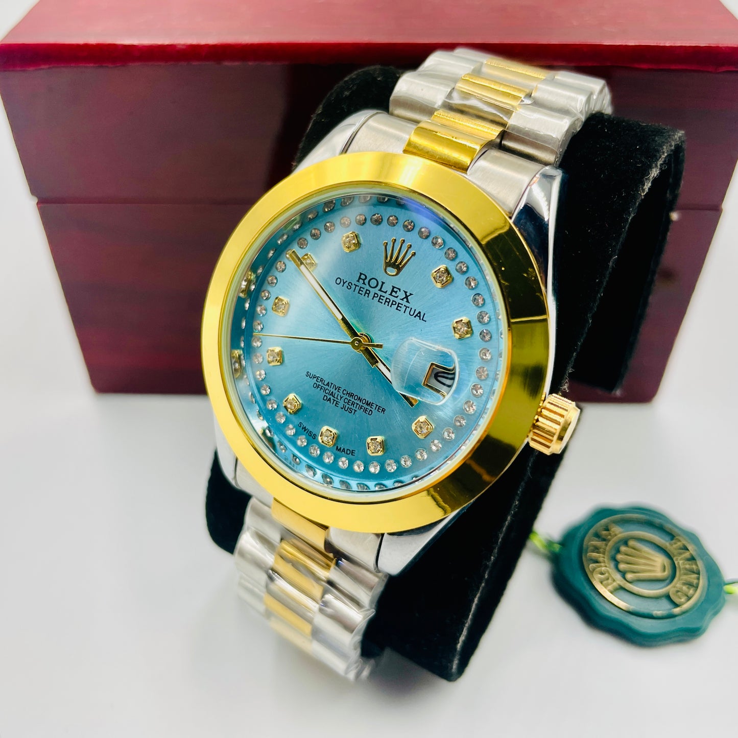 Oyster Datejust Twotone SkyBlue Stones Datejust Watch