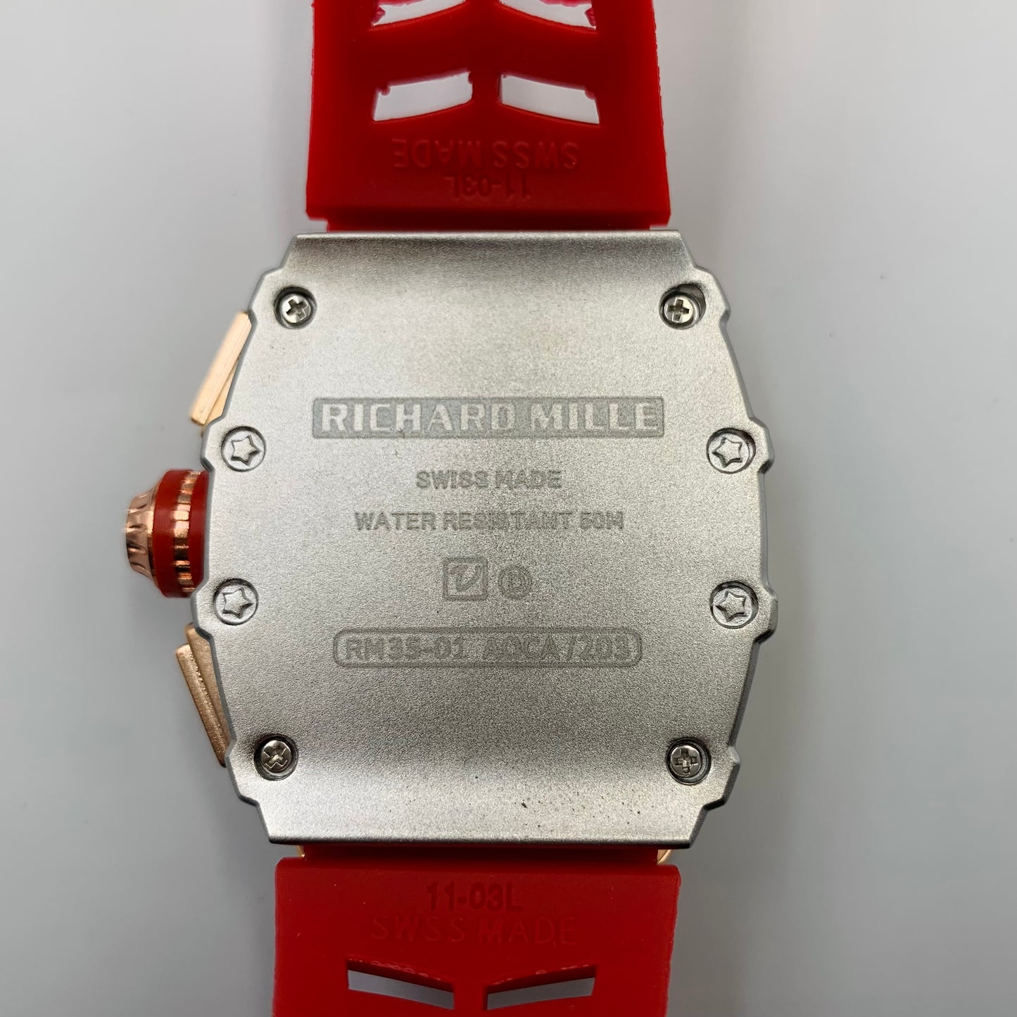 Richard Mille Red Strap Golden Dail Watch