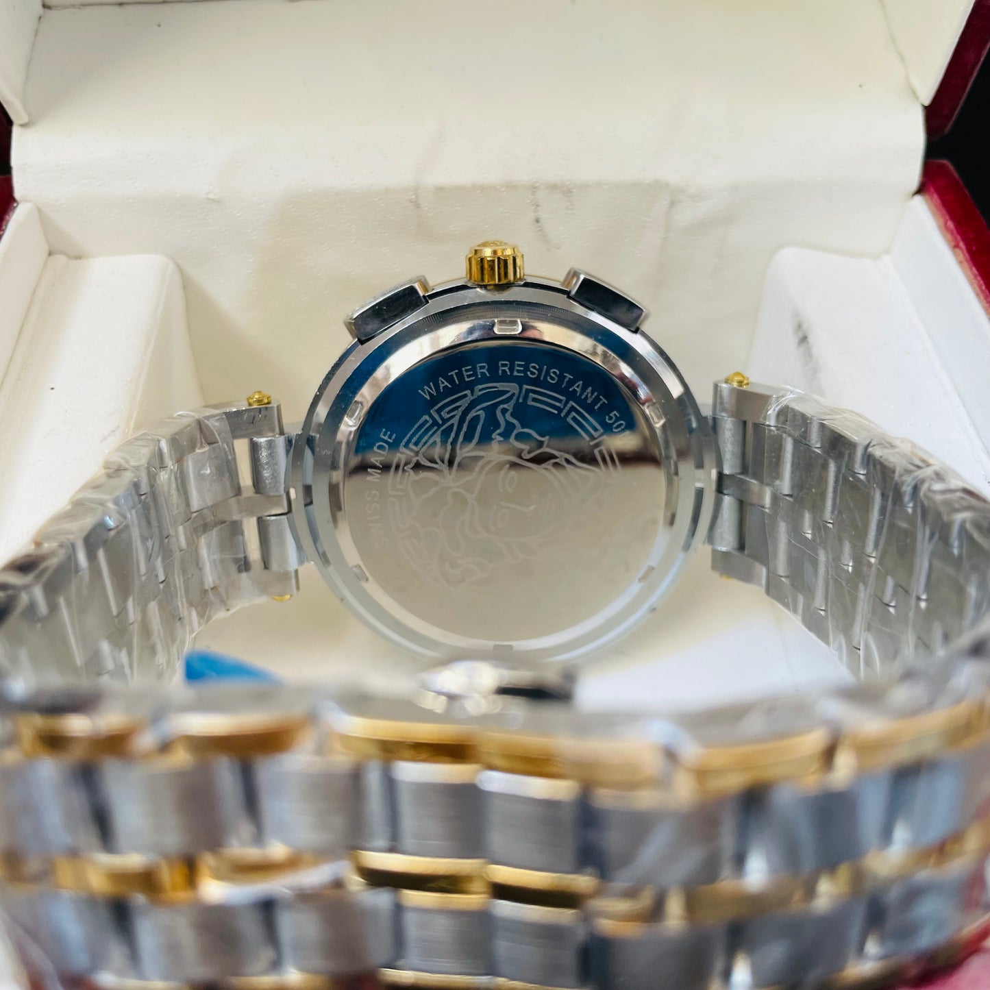 Silver Golden Chronograph Working Watch