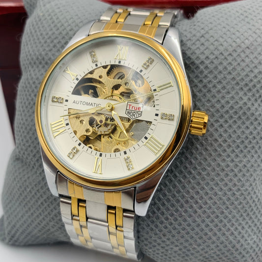 Rolx White Dail Automatic Skeleton Watch