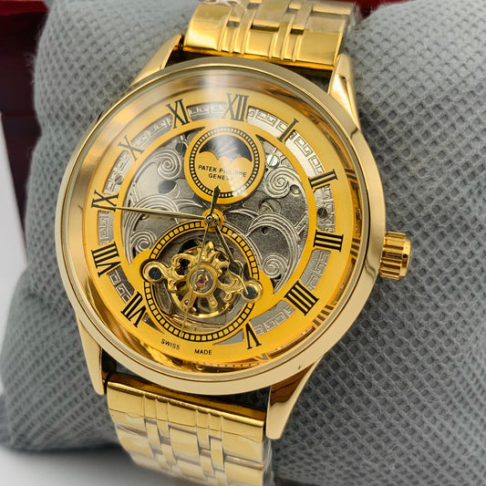 Patek Skeleton Golden Watch