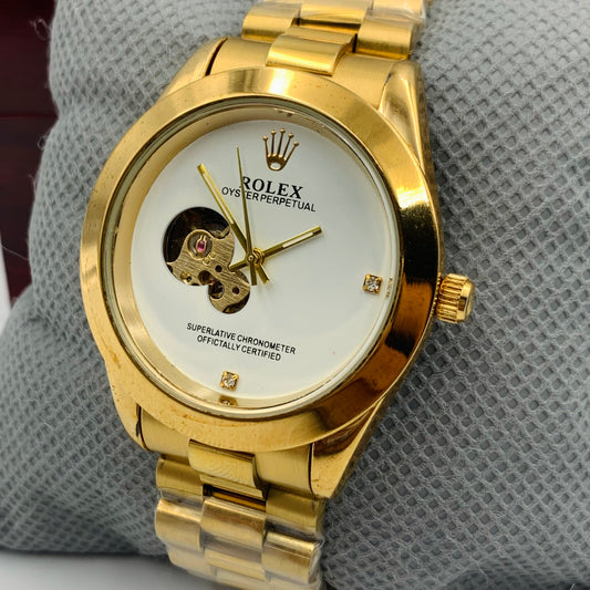Rolx White Full Golden Watch