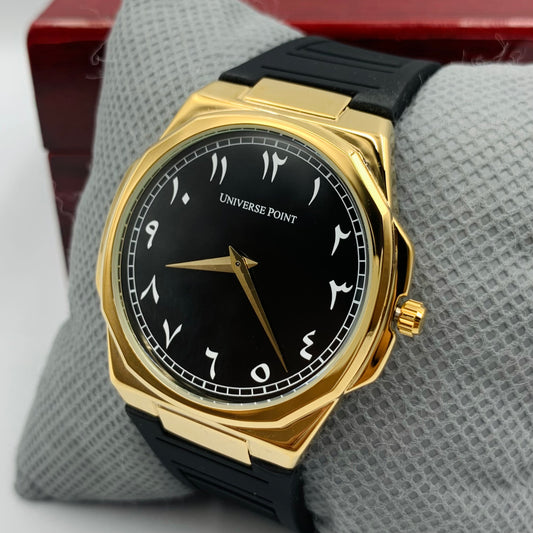 UP Arabic Black Golden Watch