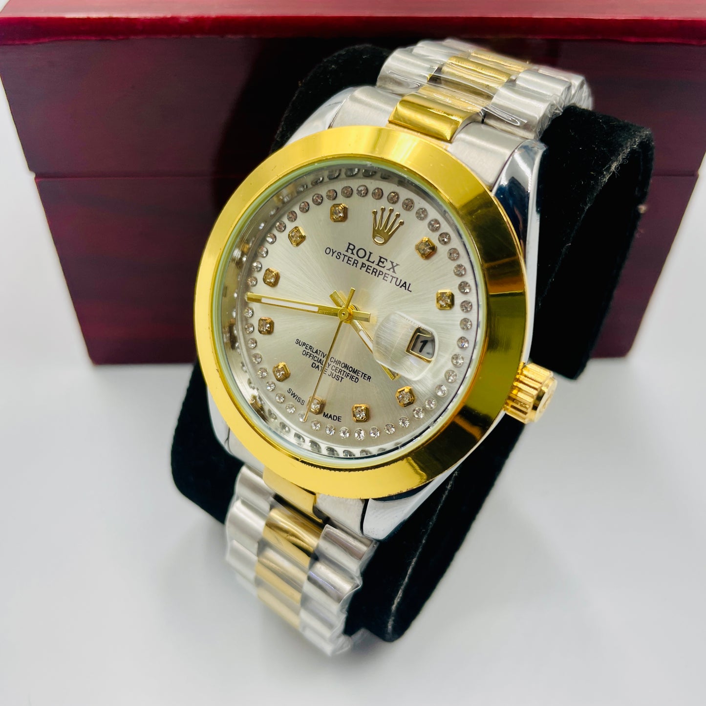 Oyster Datejust Twotone Silver Stones Datejust Watch