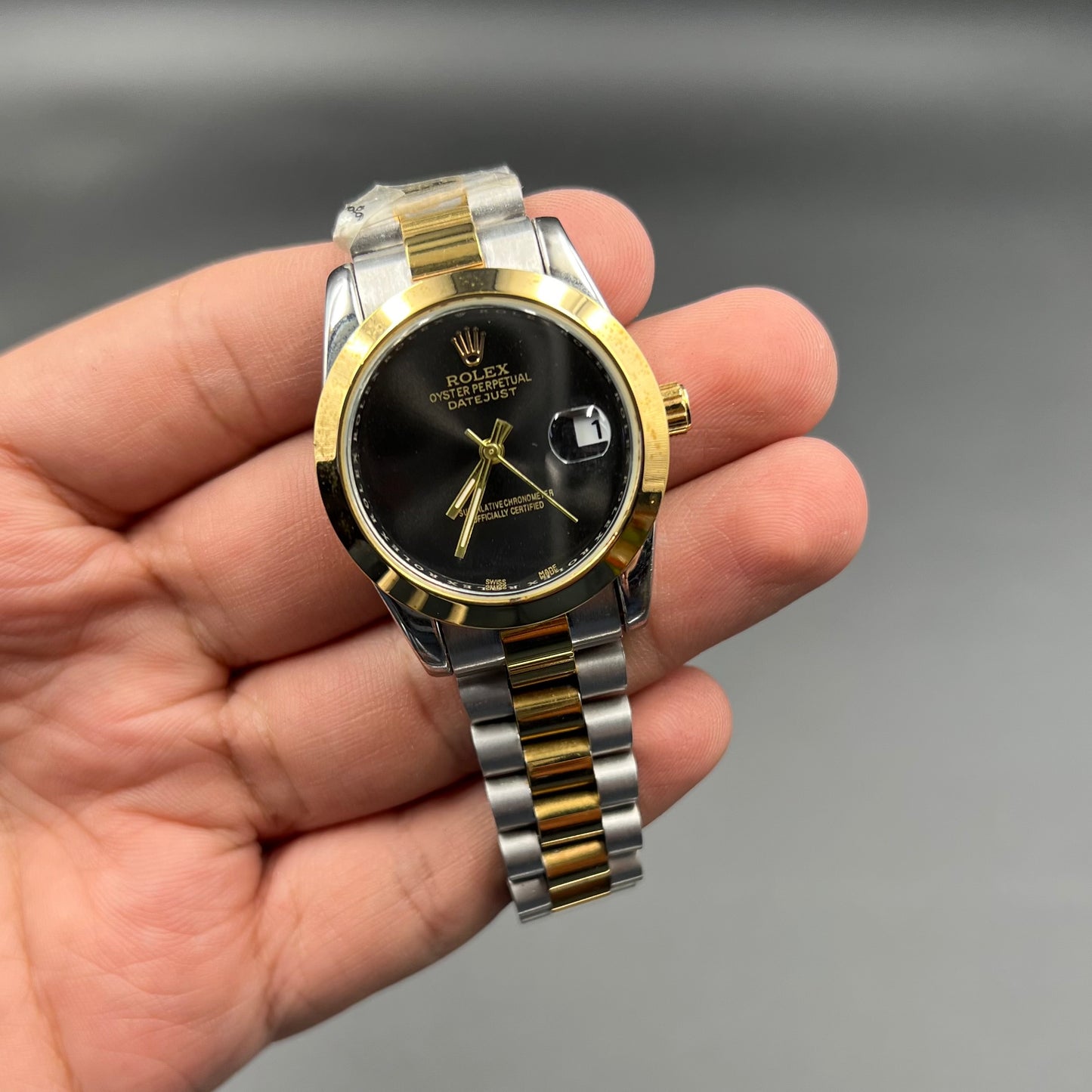 Ladies Datejust Black Dail Twotone Case