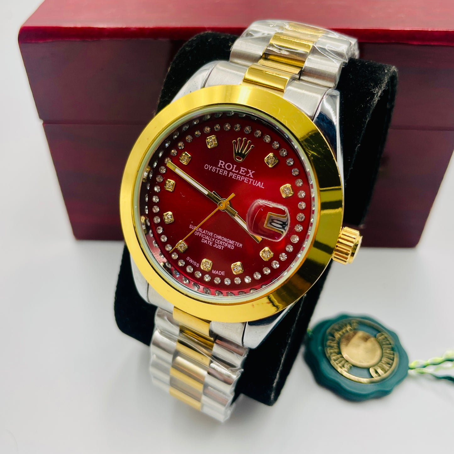 Oyster Datejust Twotone Red Stones Datejust Watch
