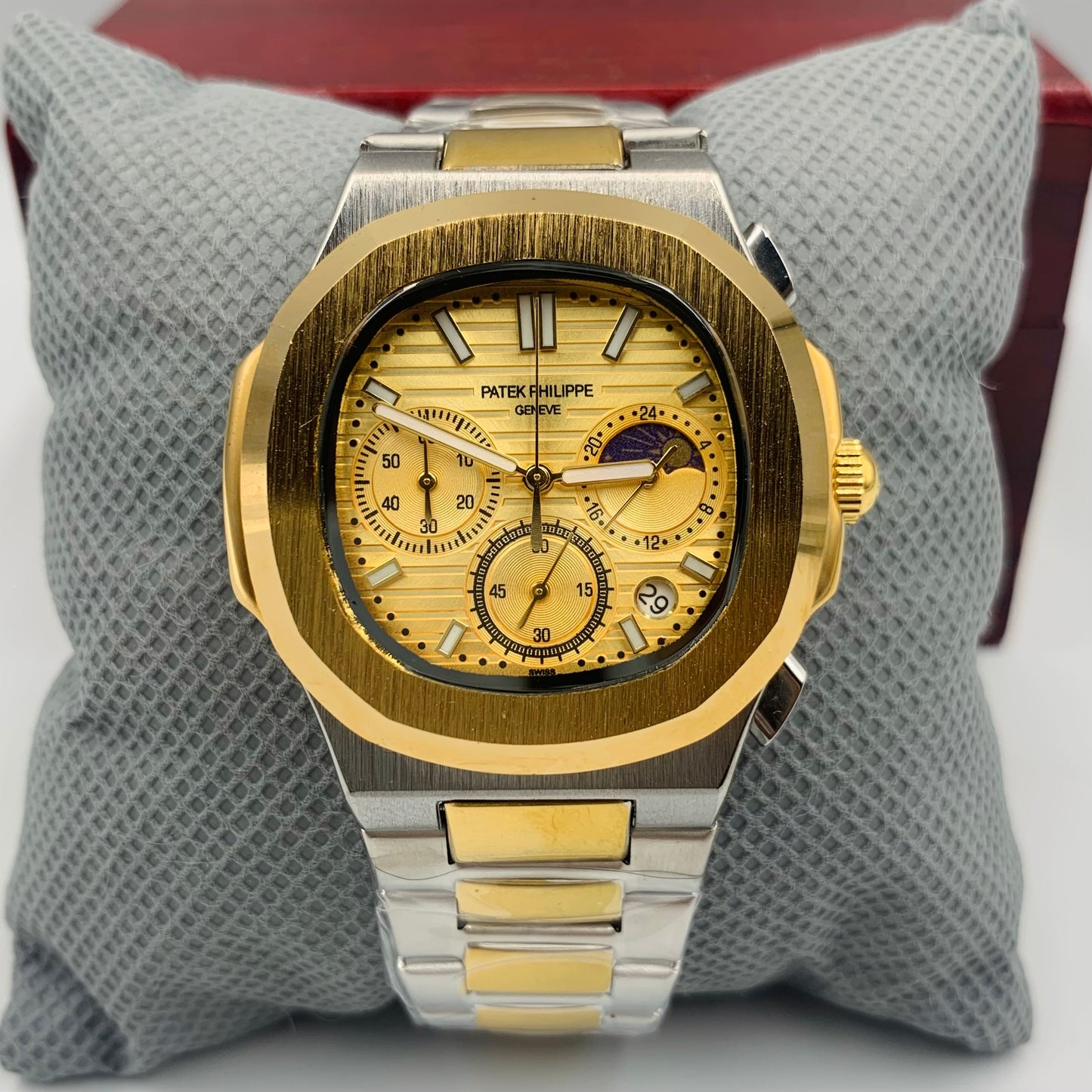 Patek Twotone Strap Golden Dail Watch