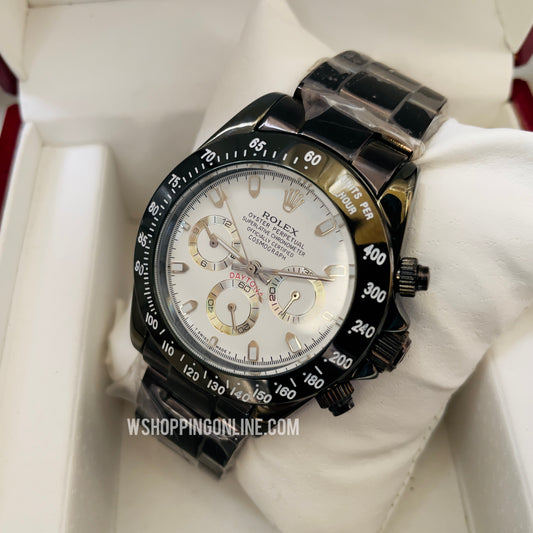 Black White Daytona Chronograph Working Watch