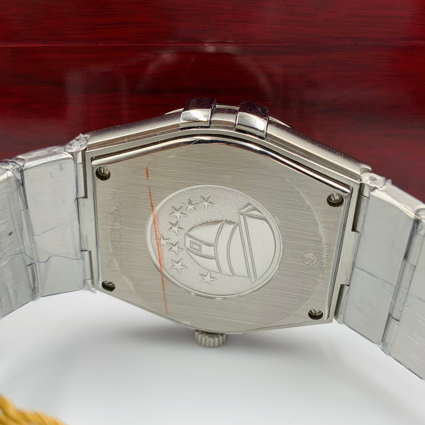 Omega Constellation Black Dail Twotone Chain Watch
