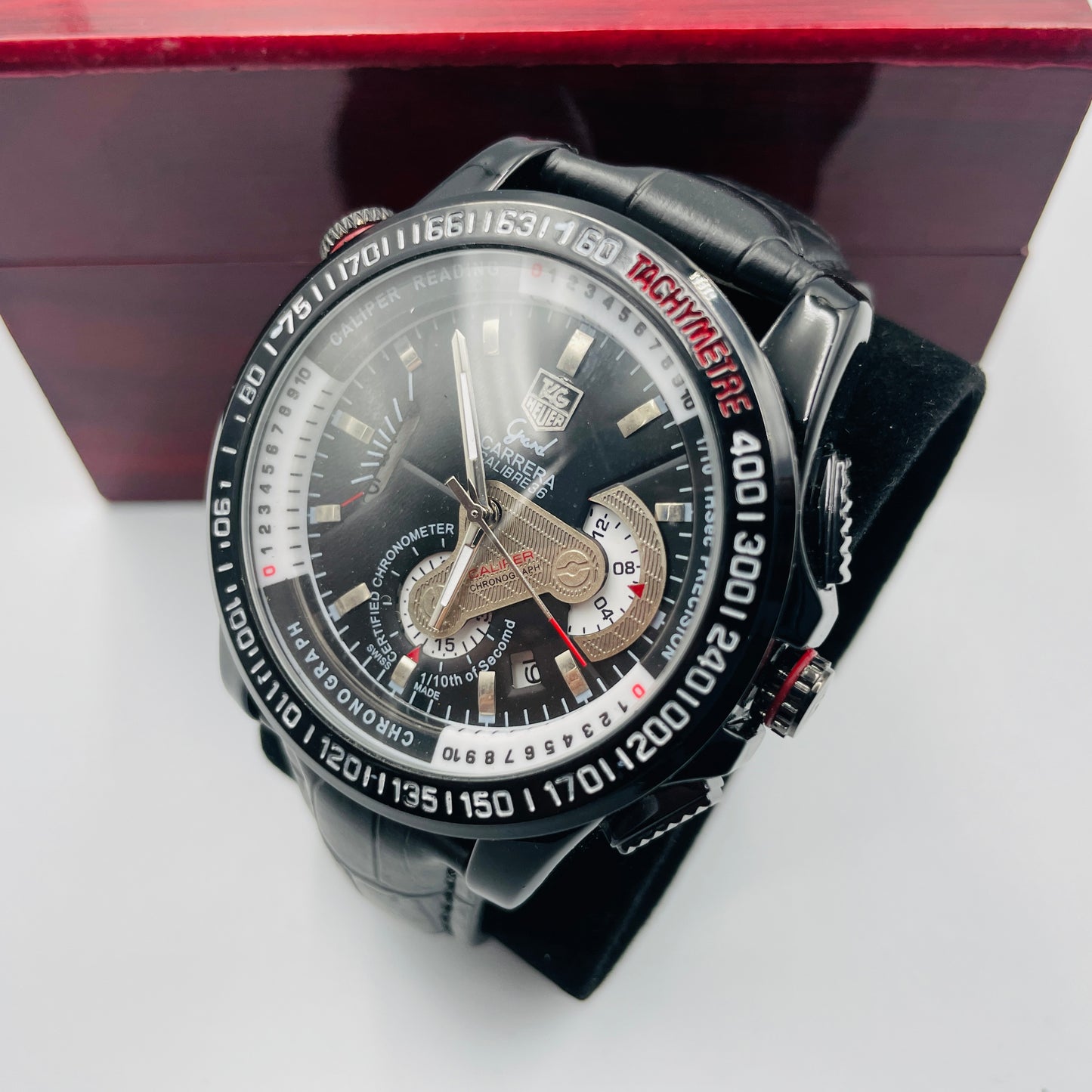 Tag Grand Carrera Black Strap Chronograph Working Watch