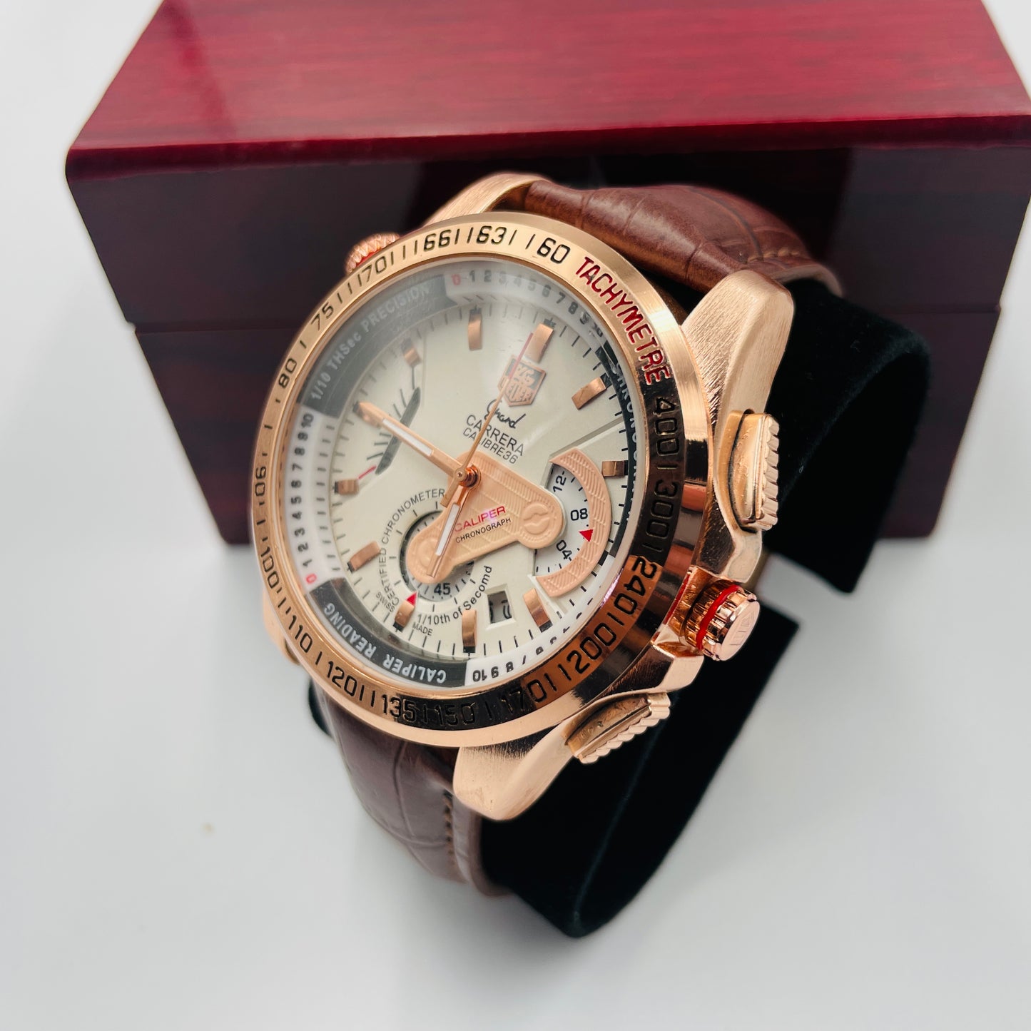 Tag Grand Carrera Brown Strap Chronograph Working Watch
