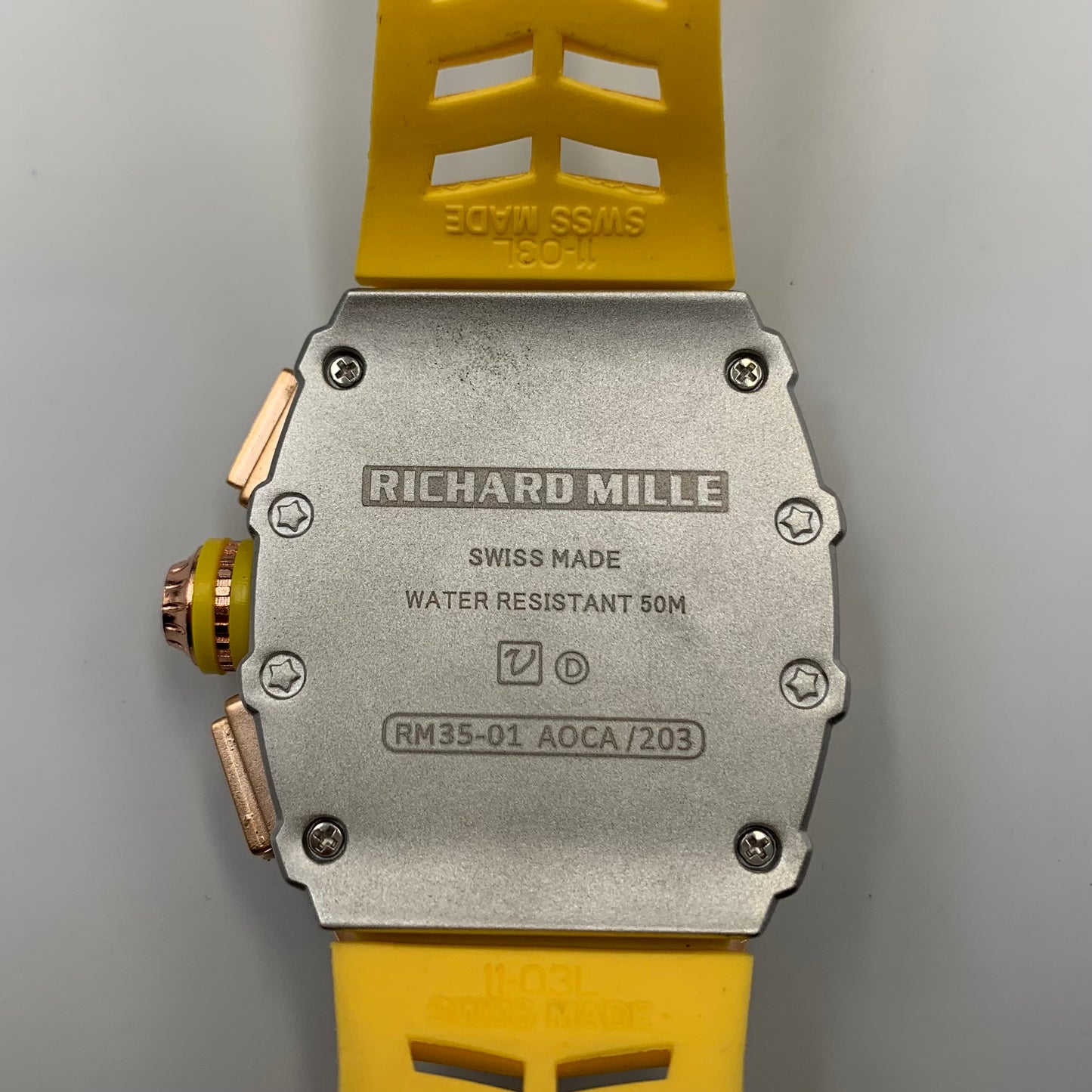Richard Mille Yellow Strap Golden Dail Watch