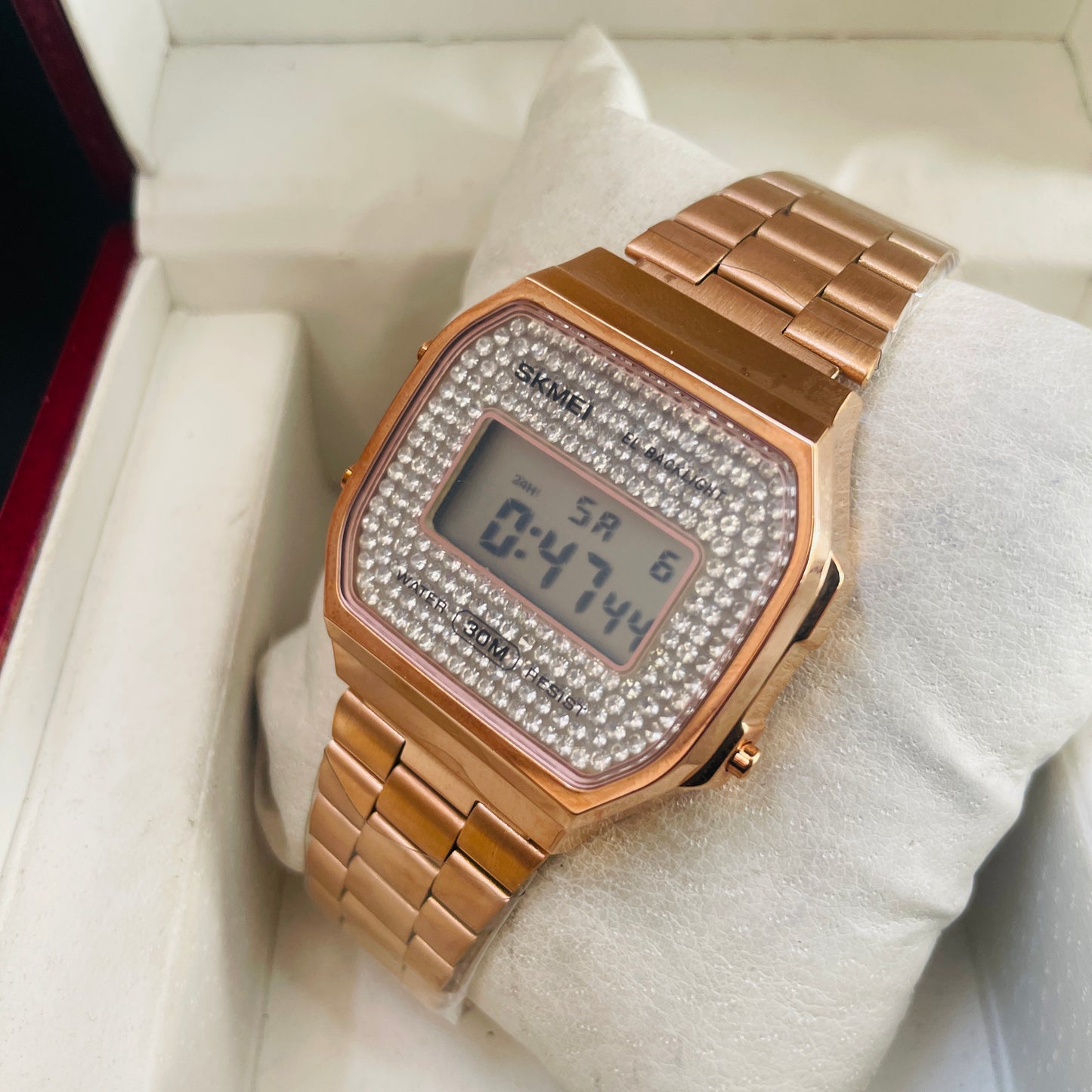 Skmei Rose Digital Ladies Stones Watch
