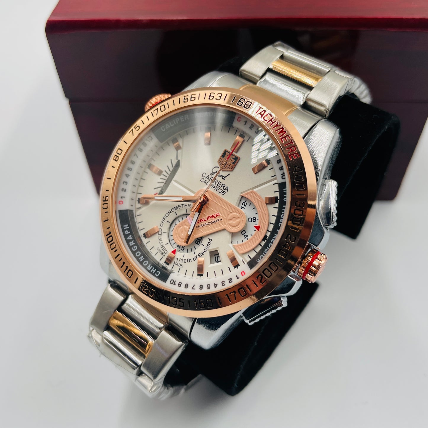 Tag Grand Carrera Twotone White Copper Chronograph Working Wa