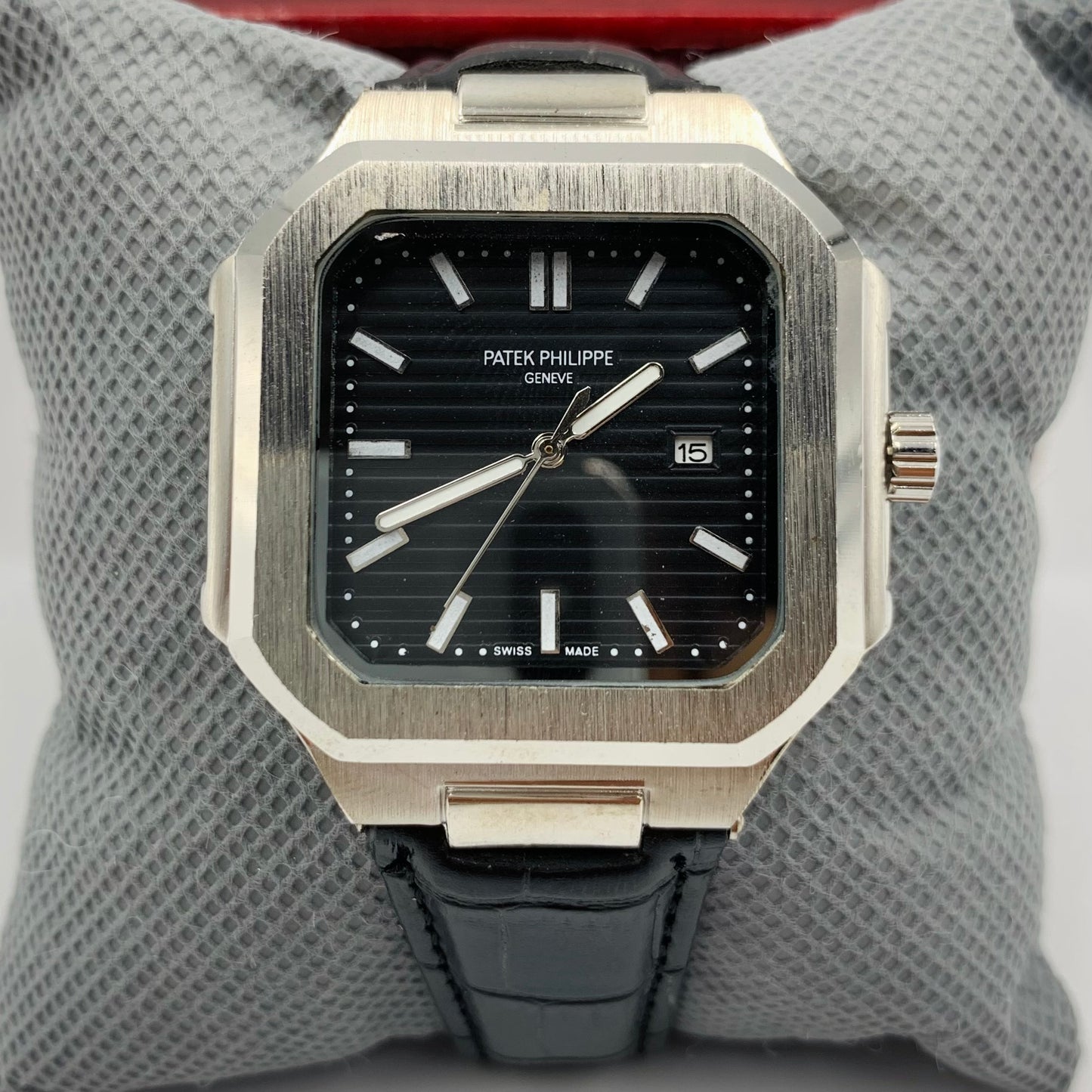 Patek Geneve Black Dail Black Strap Watch