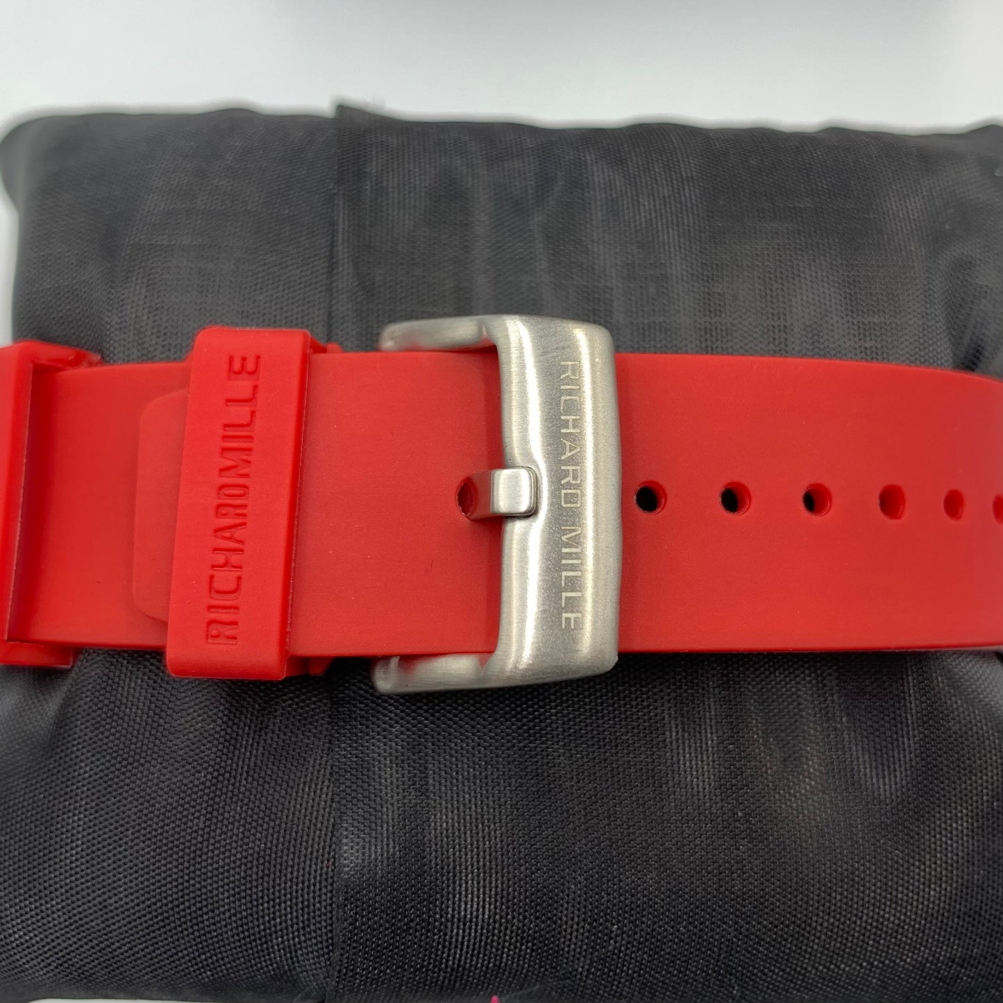 Richard Mille Red Strap Silver Dail Watch
