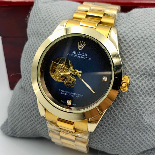 Rolx Blue Full Golden Watch