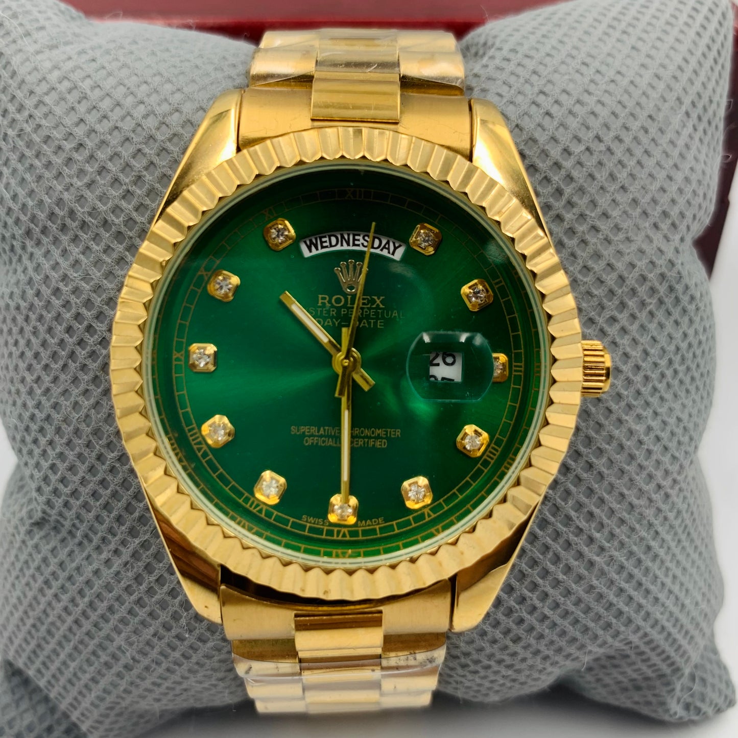 Rolx Golden Green Full DayDate Watch