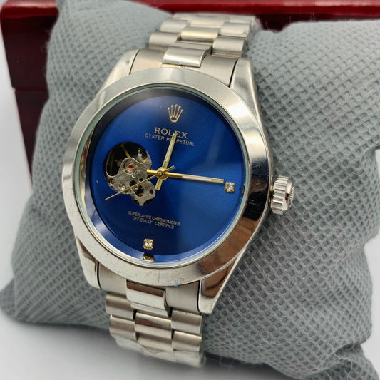 Rolx Silver Blue Watch