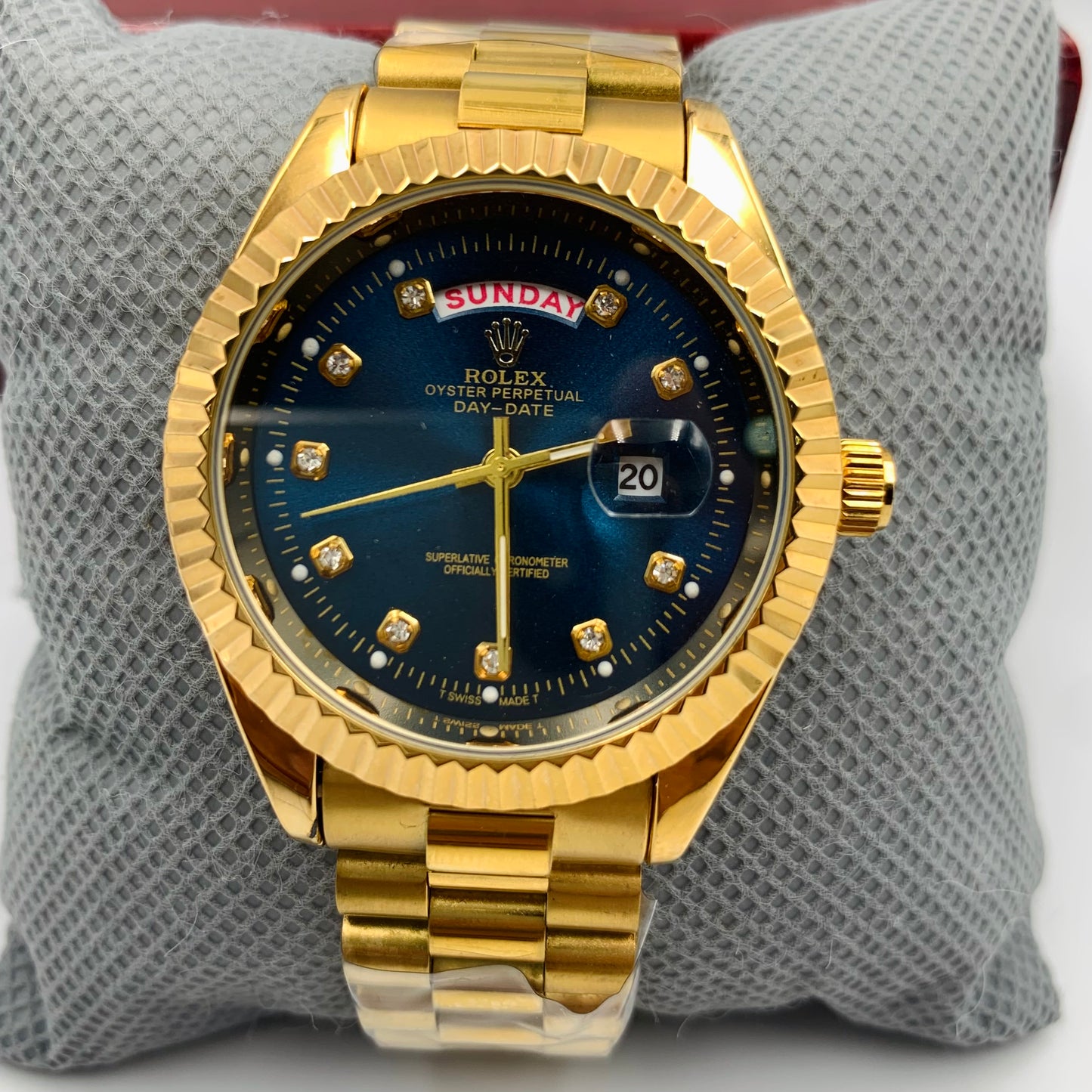 Rolx Golden Blue Full DayDate Watch