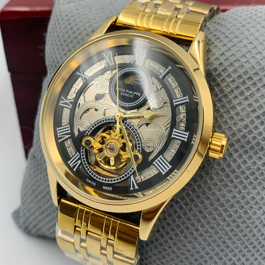 Patek Skeleton Black Watch