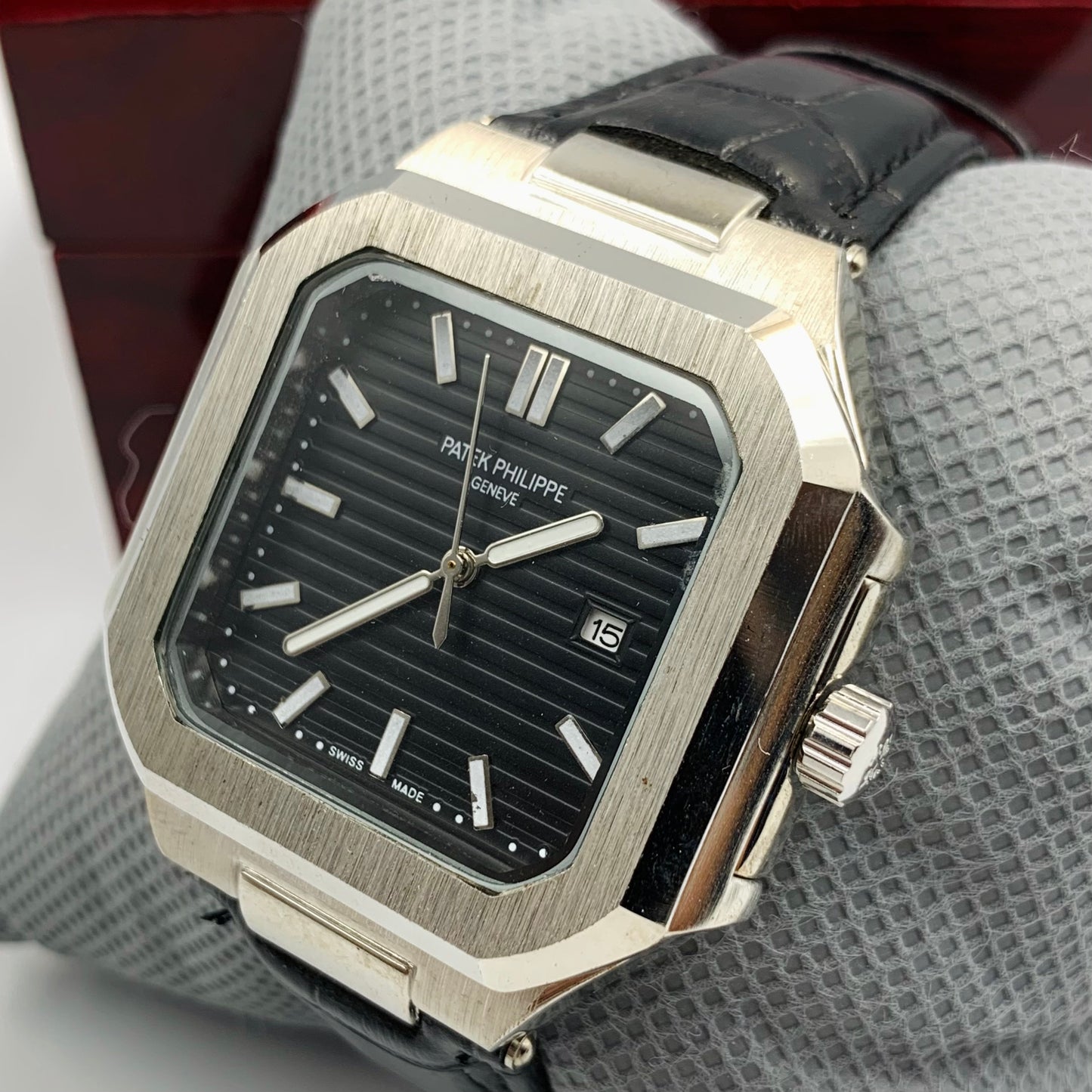 Patek Geneve Black Dail Black Strap Watch
