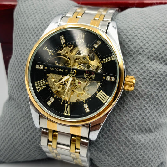 Rolx Black Dail Automatic Skeleton Watch