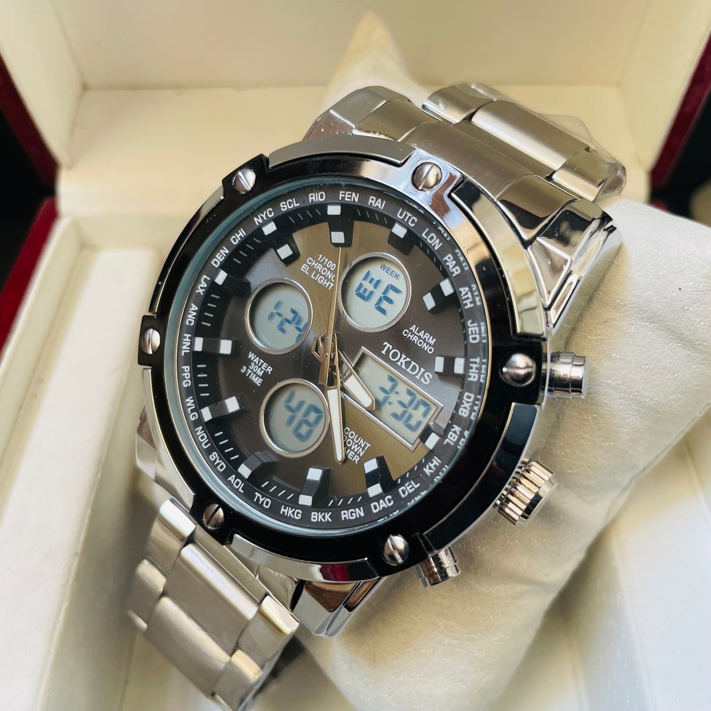Tokdix 3 time Silver Black Original Watch