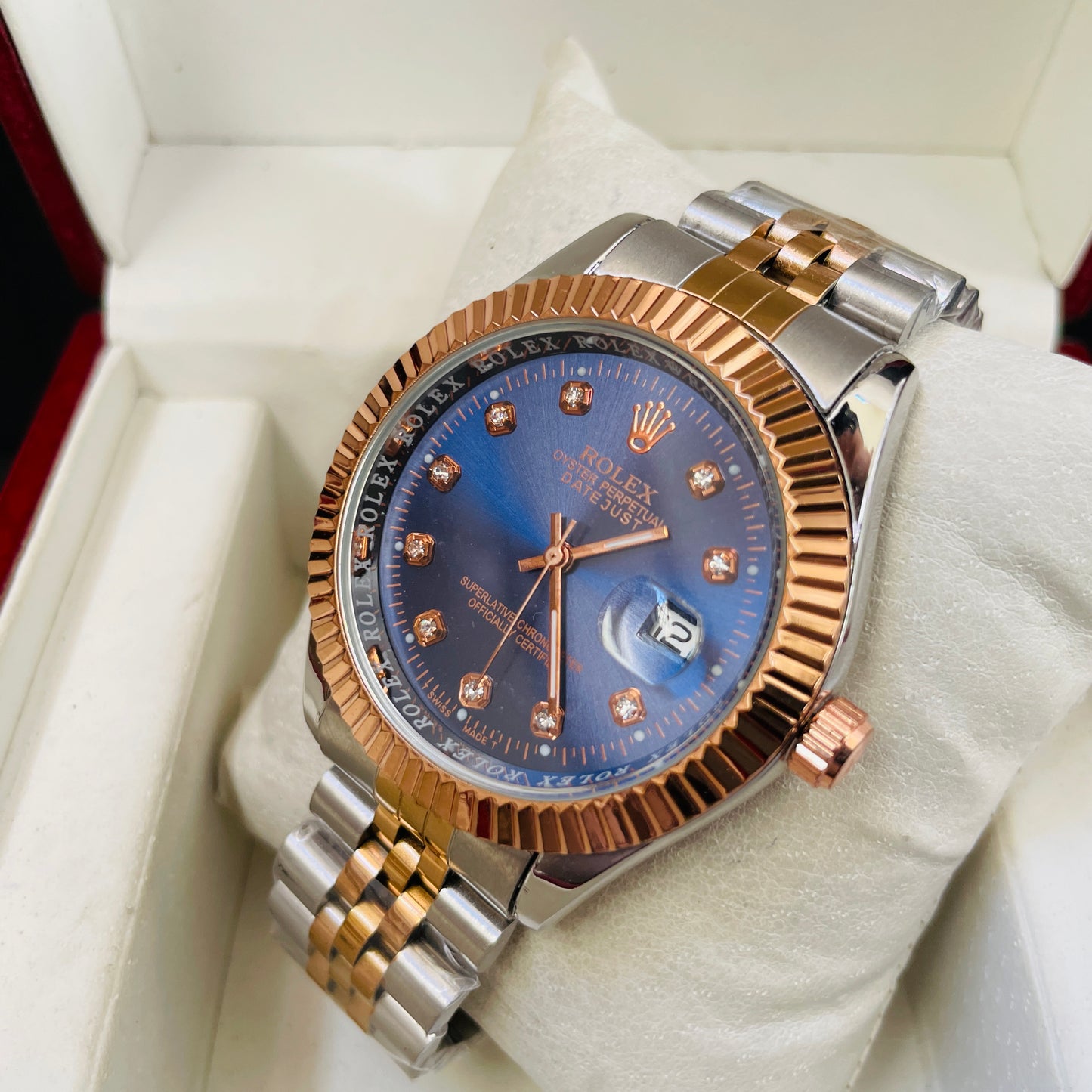 Twotone Rose Blue Datejust Watch