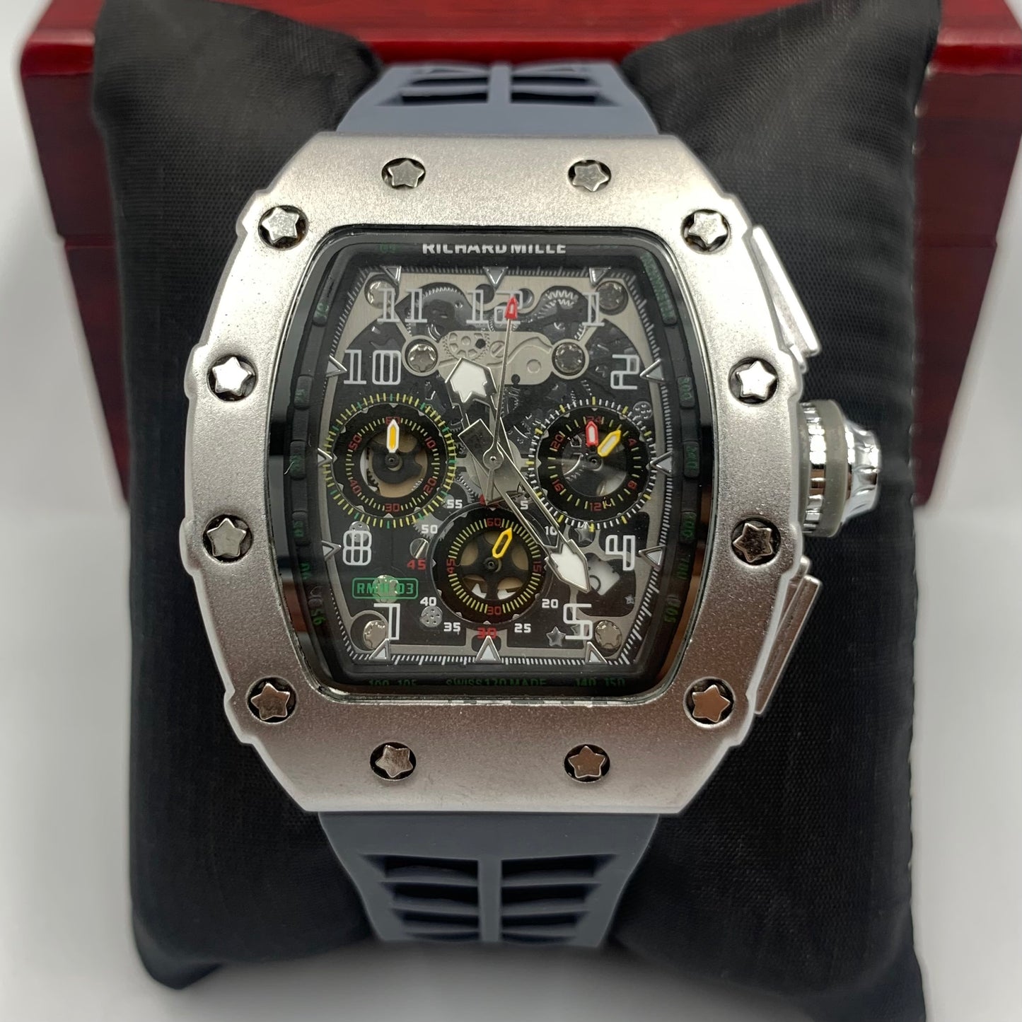 Richard Mille Grey Strap Silver Dail Watch